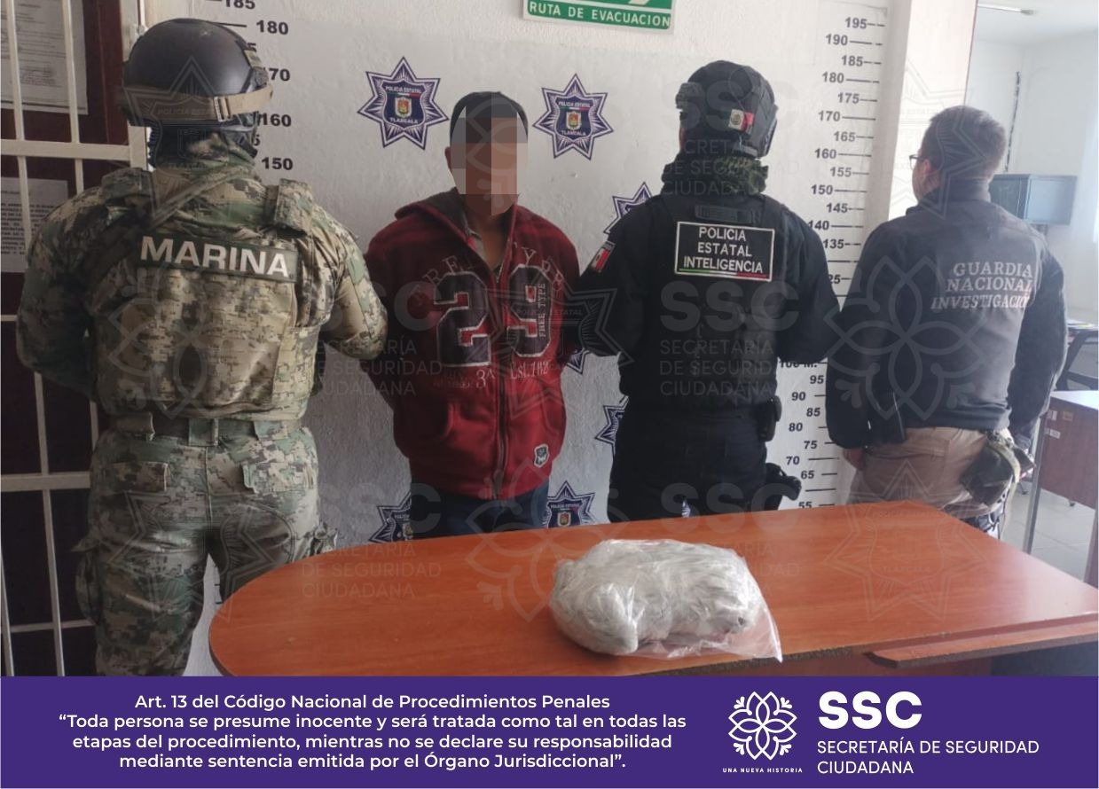 Detienen SSC y Marina a sujeto en posesión de enervantes